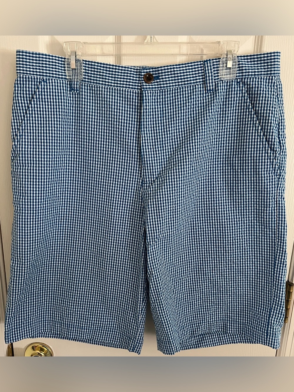 IZOD Men's Blue Gingham Golf Shorts
